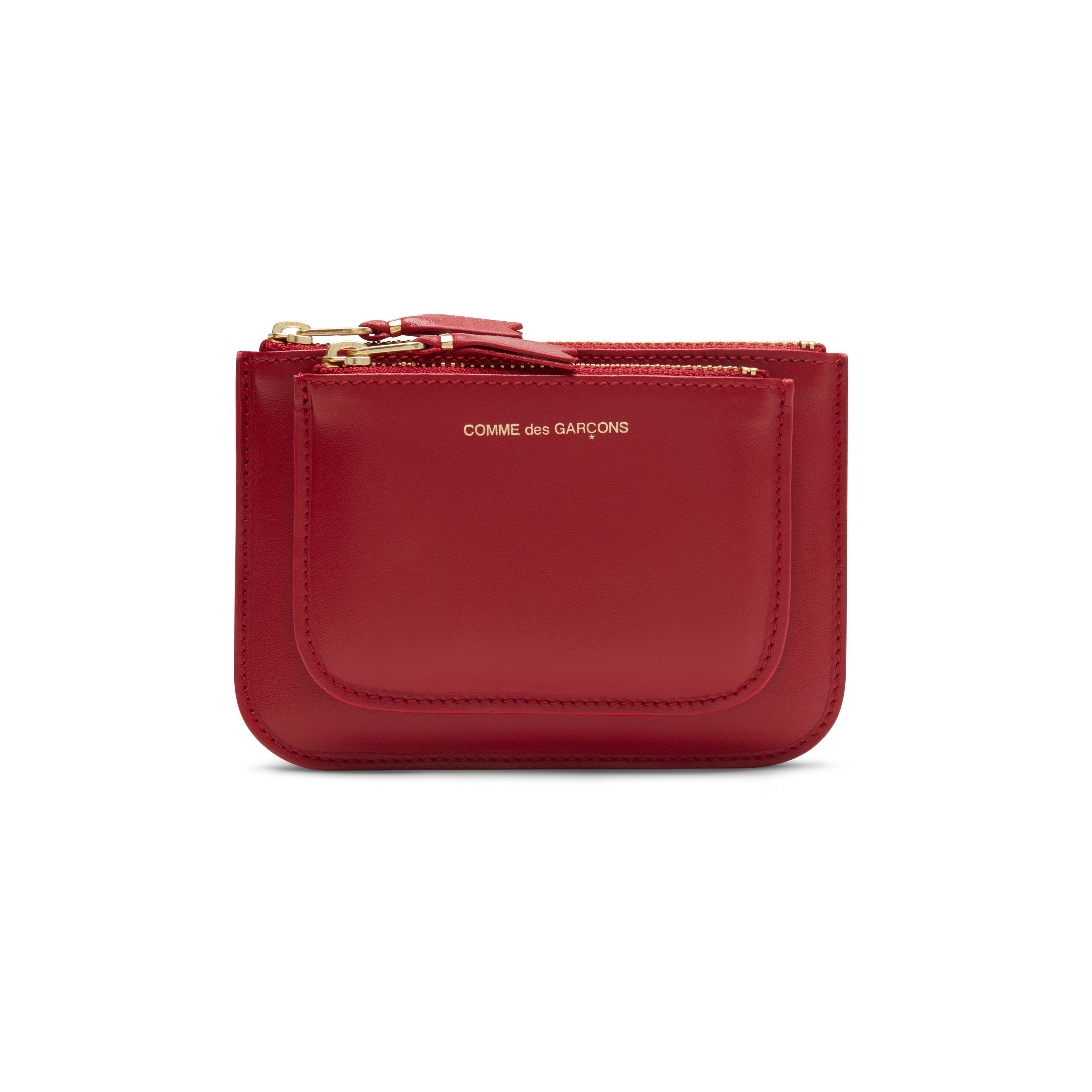 CDG Wallet - Outside Pocket Zip Pouch - (Red SA8100) by COMME DES GARCONS
