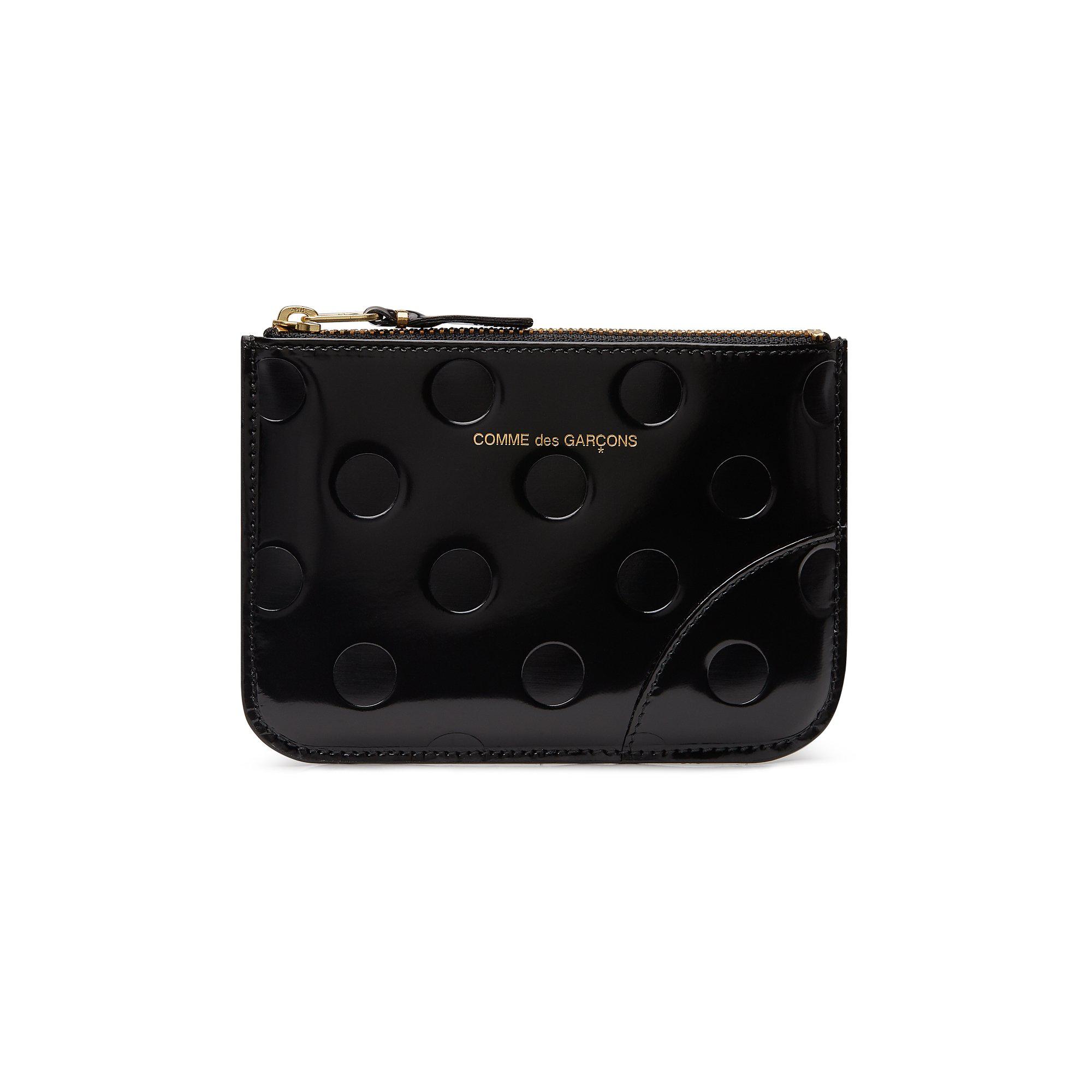 CDG Wallet - Polka Dot Embossed Zip Pouch - (Black SA8100NE) by COMME DES GARCONS