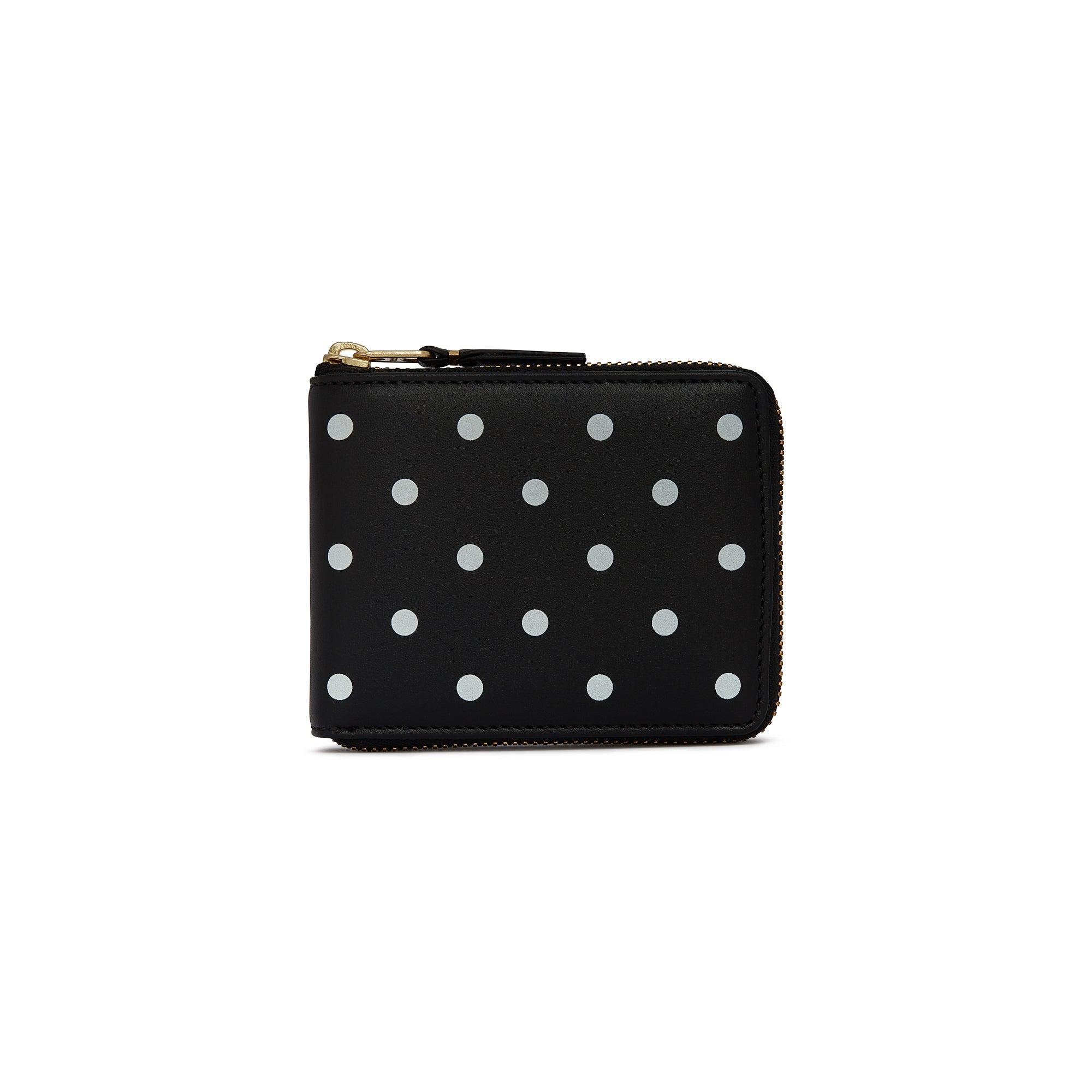 CDG Wallet - Polka Dot Printed Full Zip Around Wallet - (Black SA7100PD) by COMME DES GARCONS