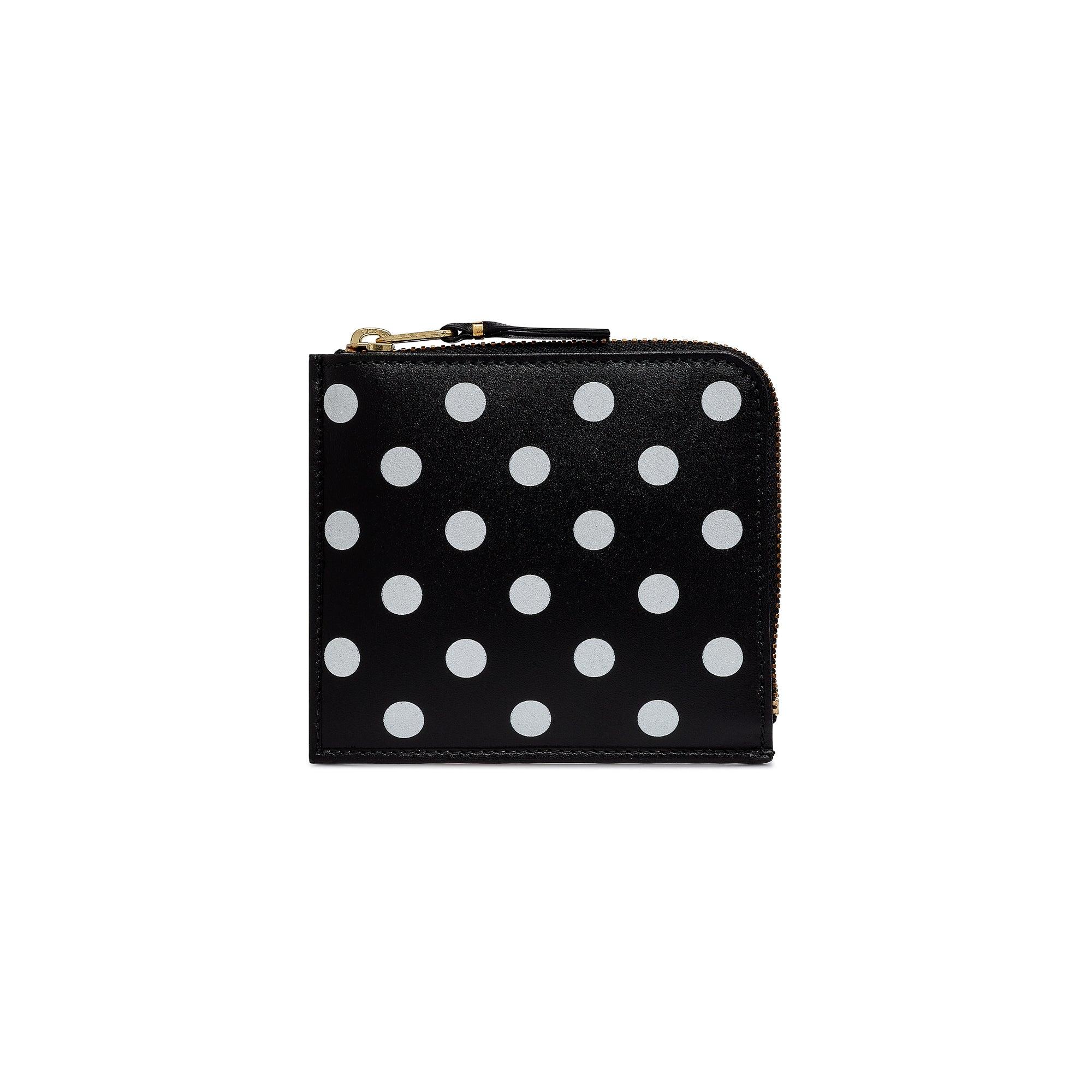 CDG Wallet - Polka Dot Printed Zip Around Wallet - (Black SA3100PD) by COMME DES GARCONS