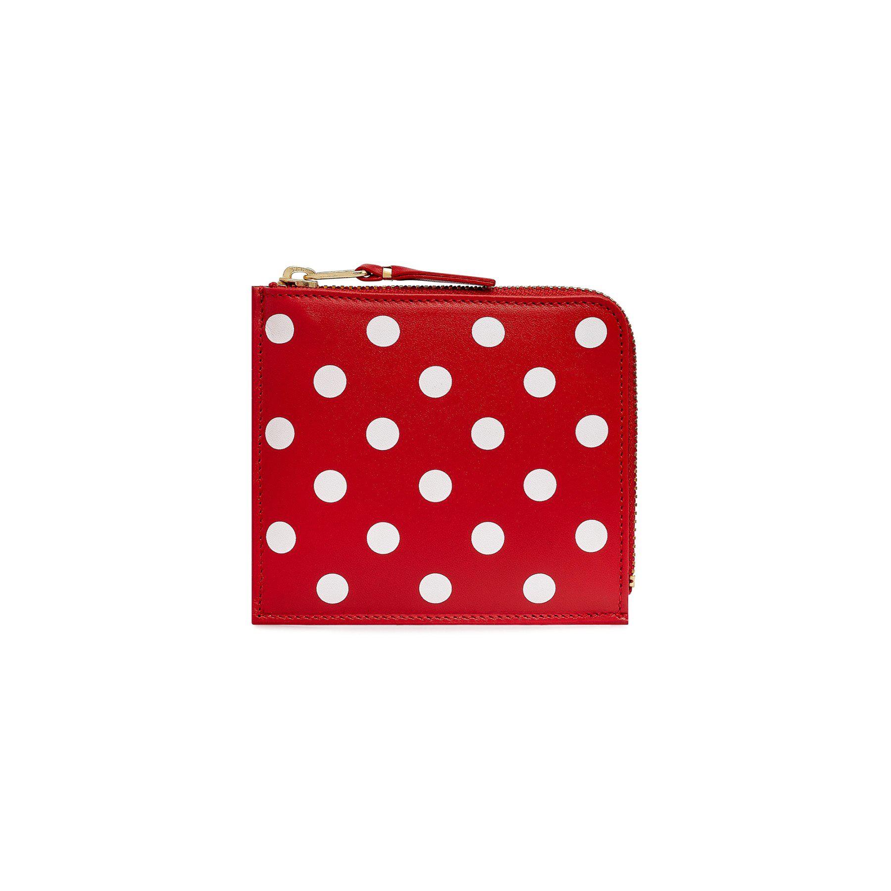 CDG Wallet - Polka Dots Printed Zip Around Wallet - (Red SA3100PD) by COMME DES GARCONS