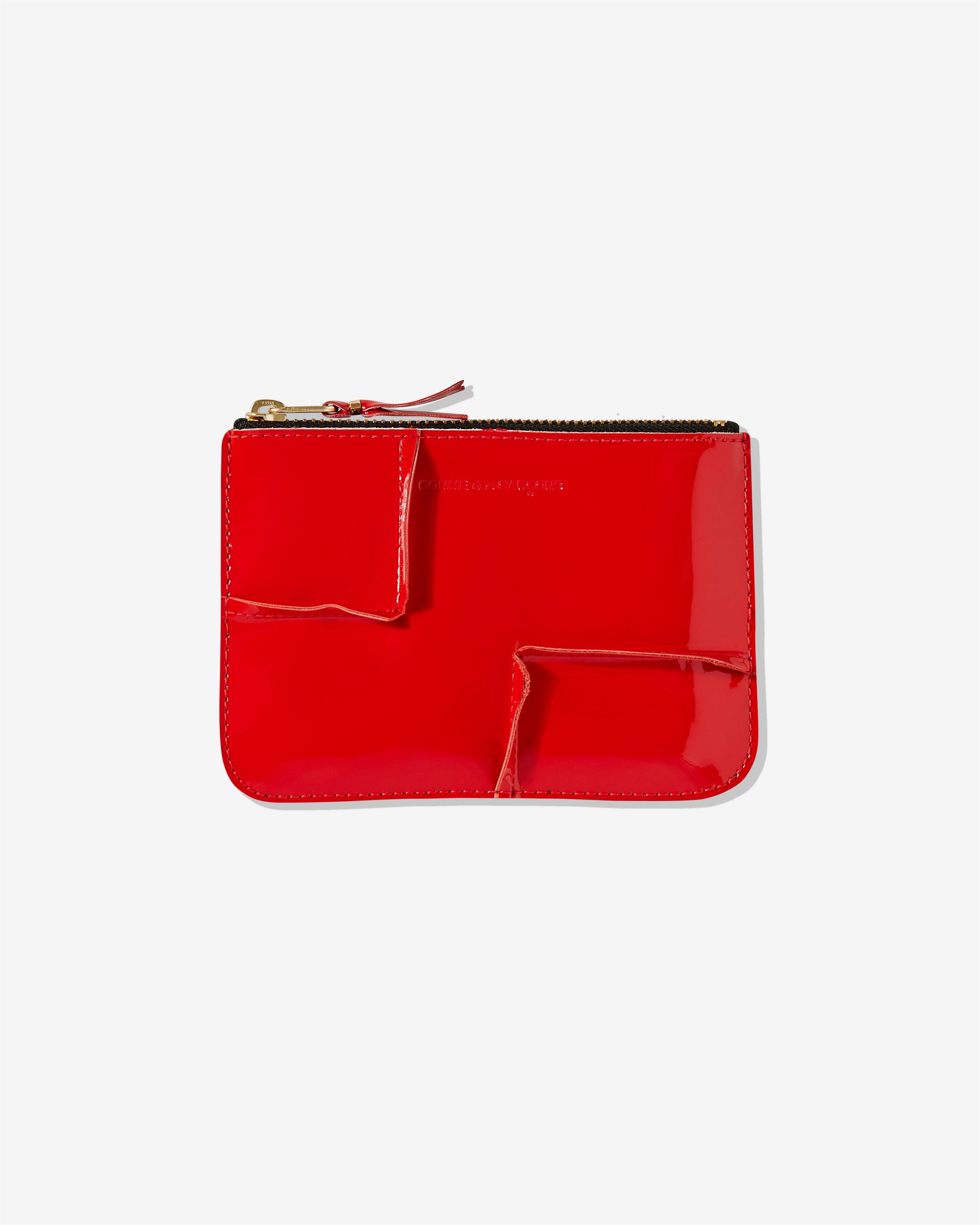 CDG Wallet - Reversed Hem Zip Pouch - (Red) SA8100RH by COMME DES GARCONS