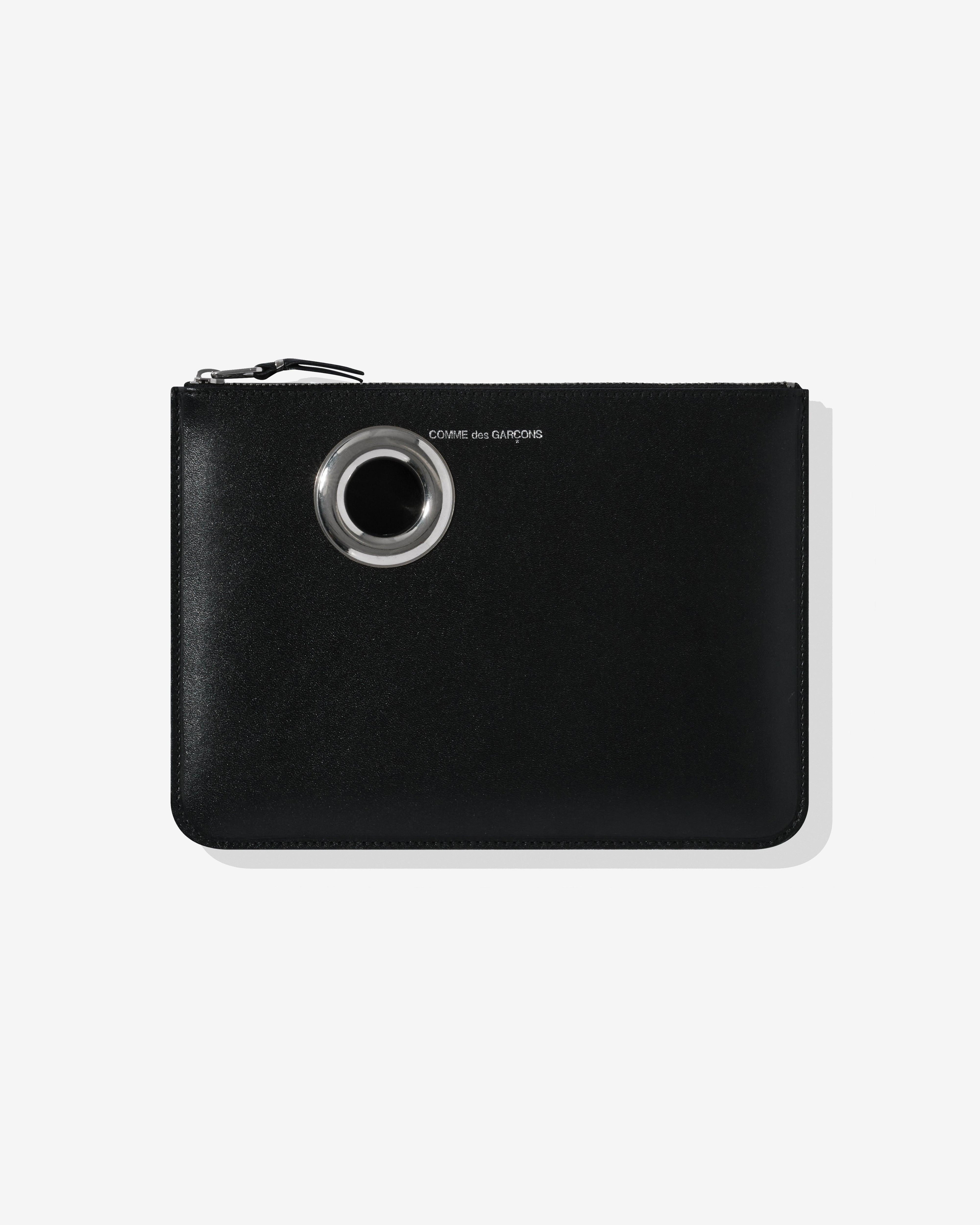 CDG Wallet - Silver Eyelet Zip Pouch - (Black SA5100SE) by COMME DES GARCONS