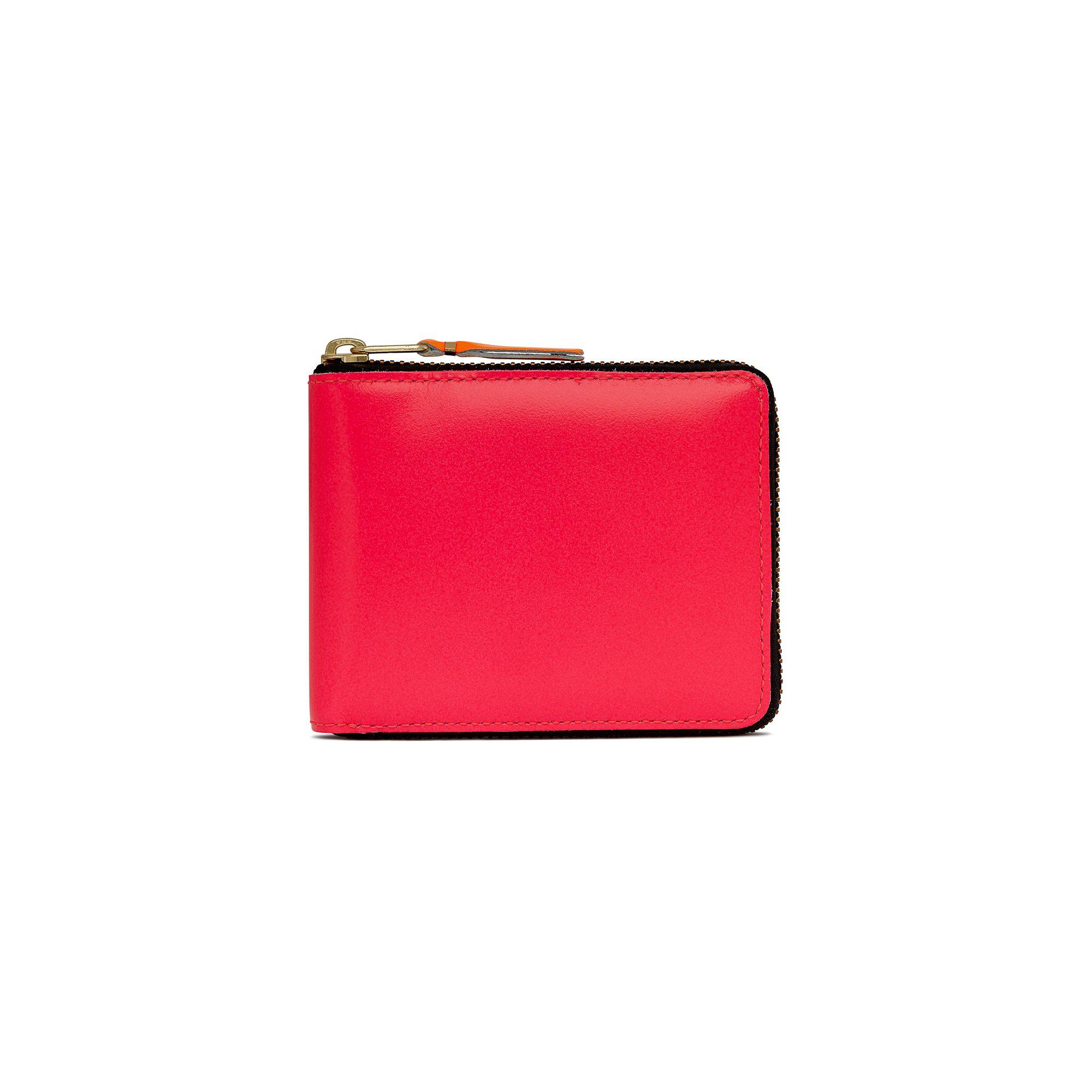 CDG Wallet - Super Fluo Full Zip Around Wallet - (Pink/Yellow SA7100SF) by COMME DES GARCONS