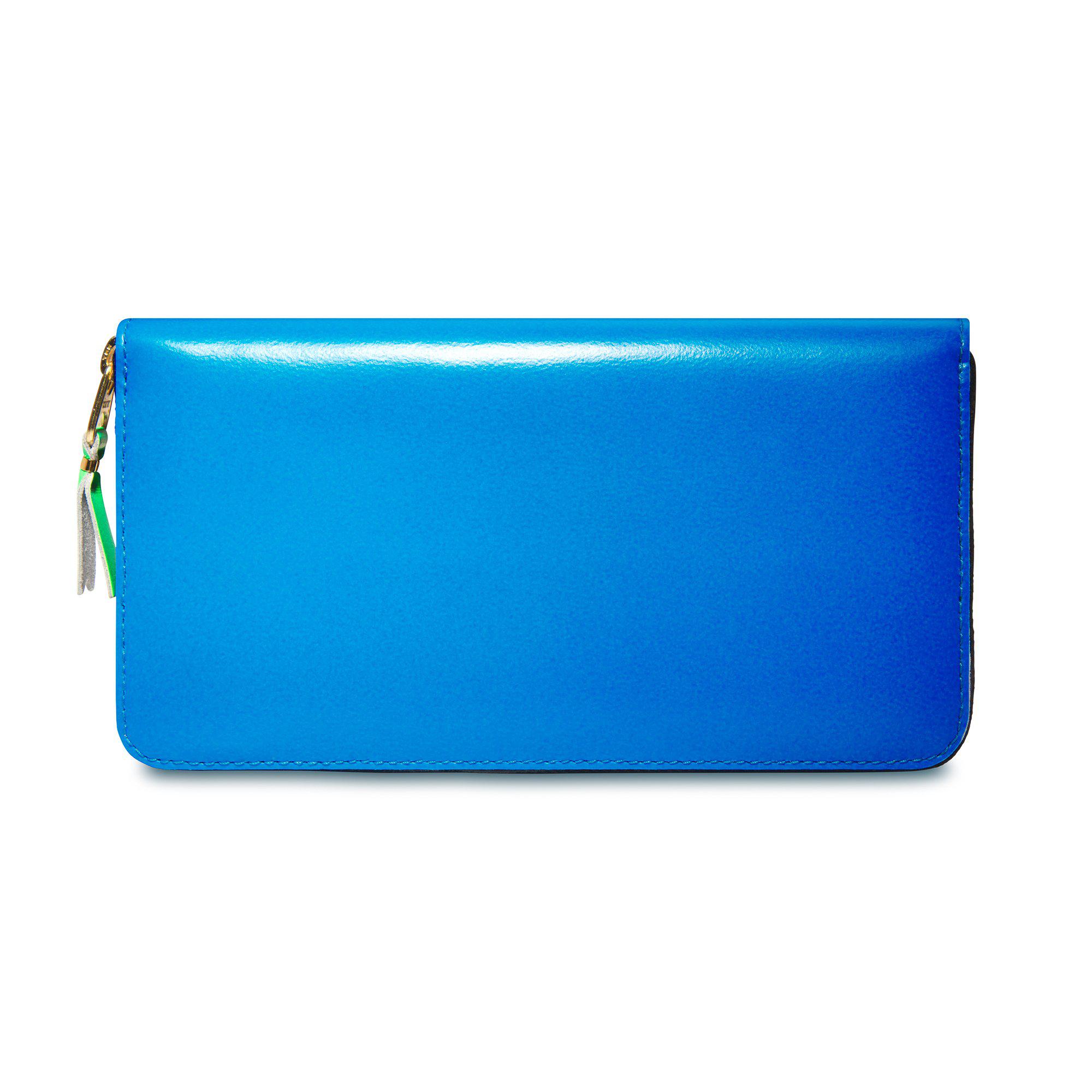 CDG Wallet - Super Fluo Zip Around Wallet - (Blue SA0111SF) by COMME DES GARCONS