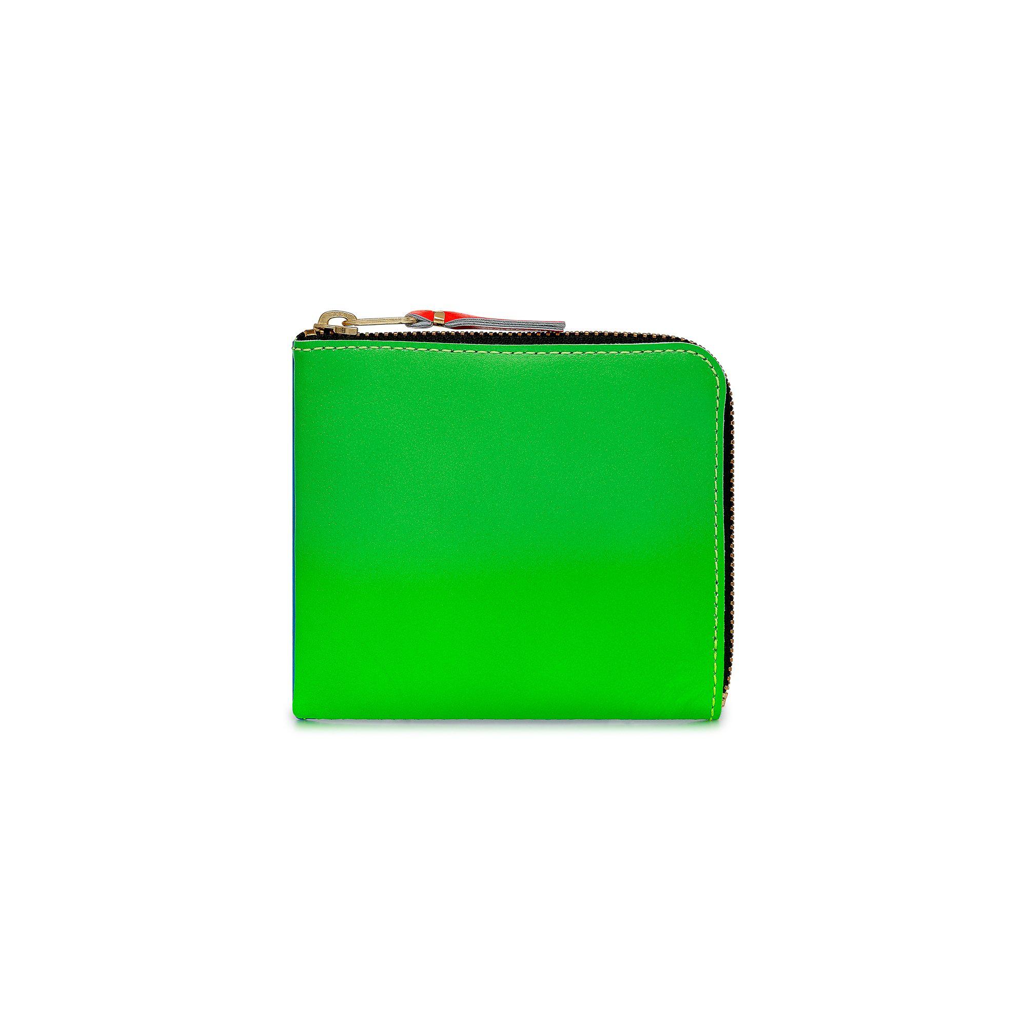 CDG Wallet - Super Fluo Zip Around Wallet - (Green/Orange SA3100SF) by COMME DES GARCONS