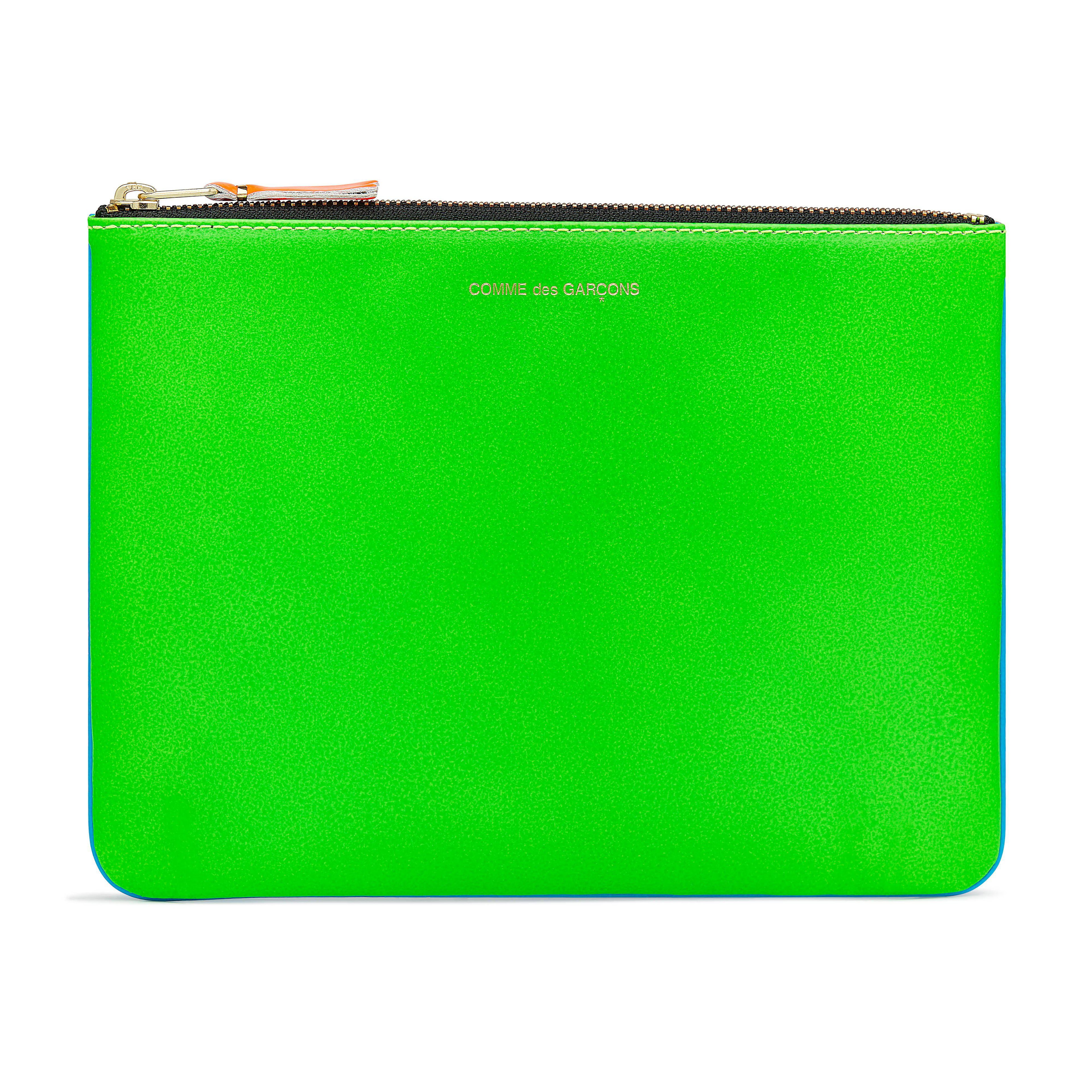 CDG Wallet - Super Fluo Zip Pouch - (Green/Blue SA5100SF) by COMME DES GARCONS