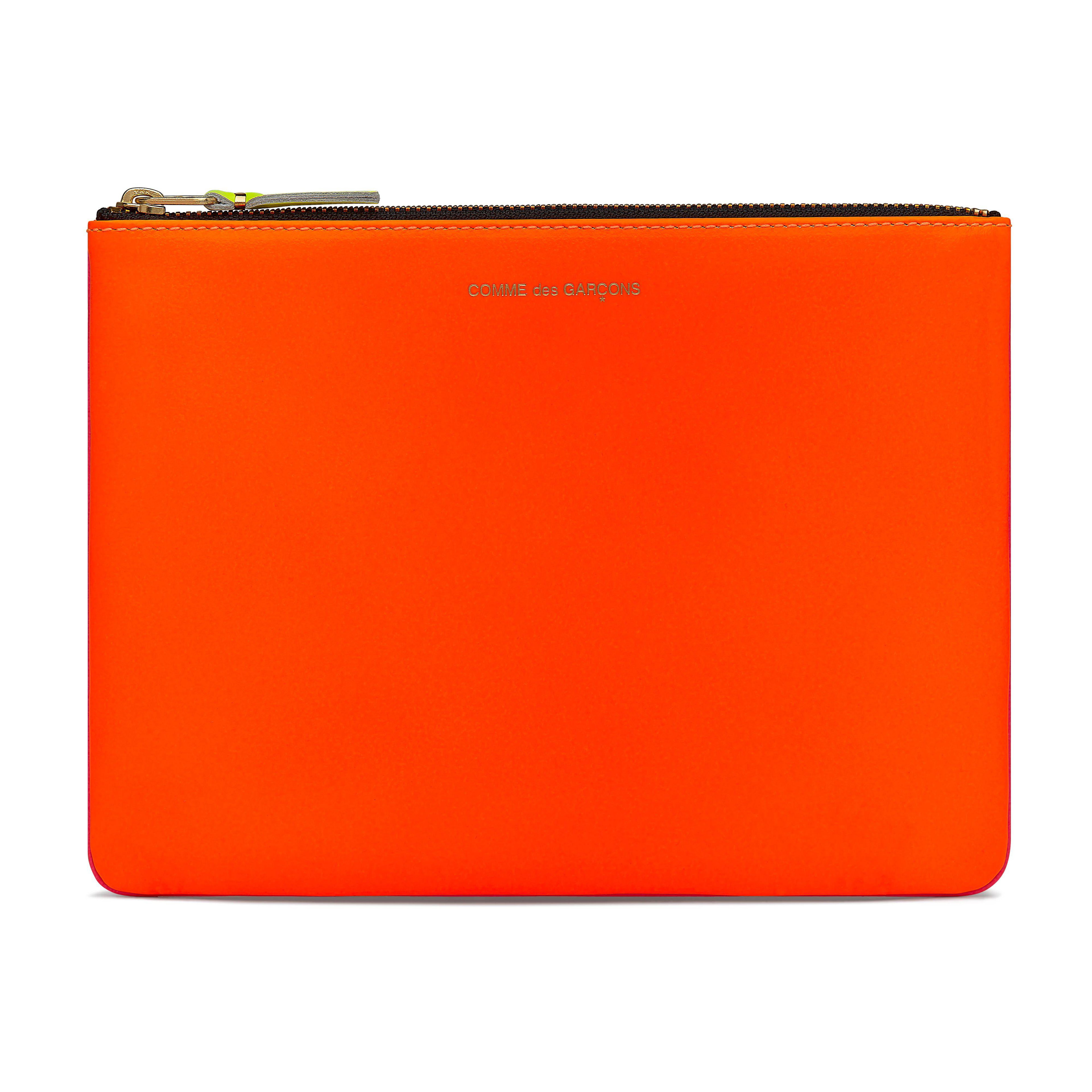 CDG Wallet - Super Fluo Zip Pouch - (Light Orange/Pink SA5100SF) by COMME DES GARCONS
