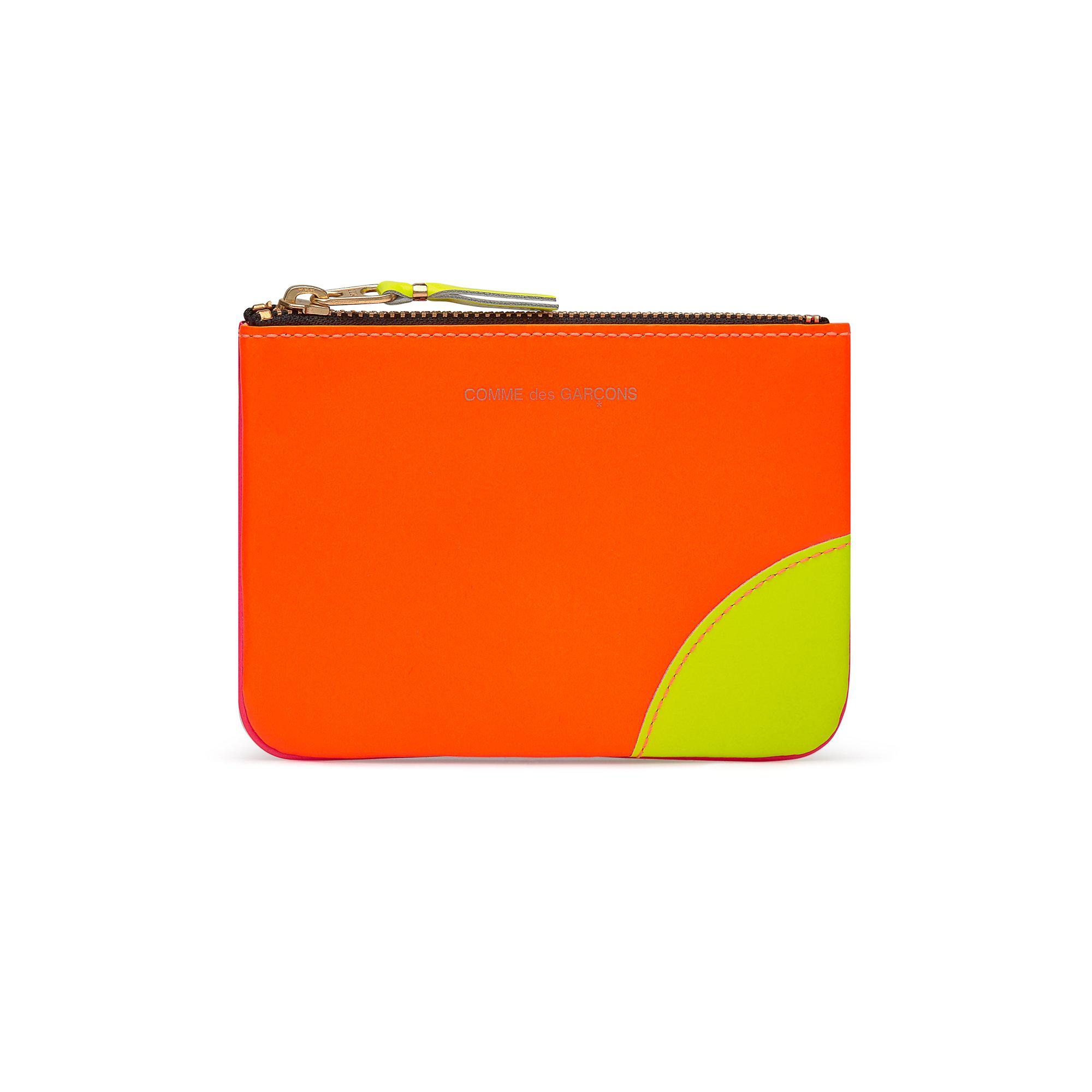 CDG Wallet - Super Fluo Zip Pouch - (Light Orange/Pink SA8100SF) by COMME DES GARCONS