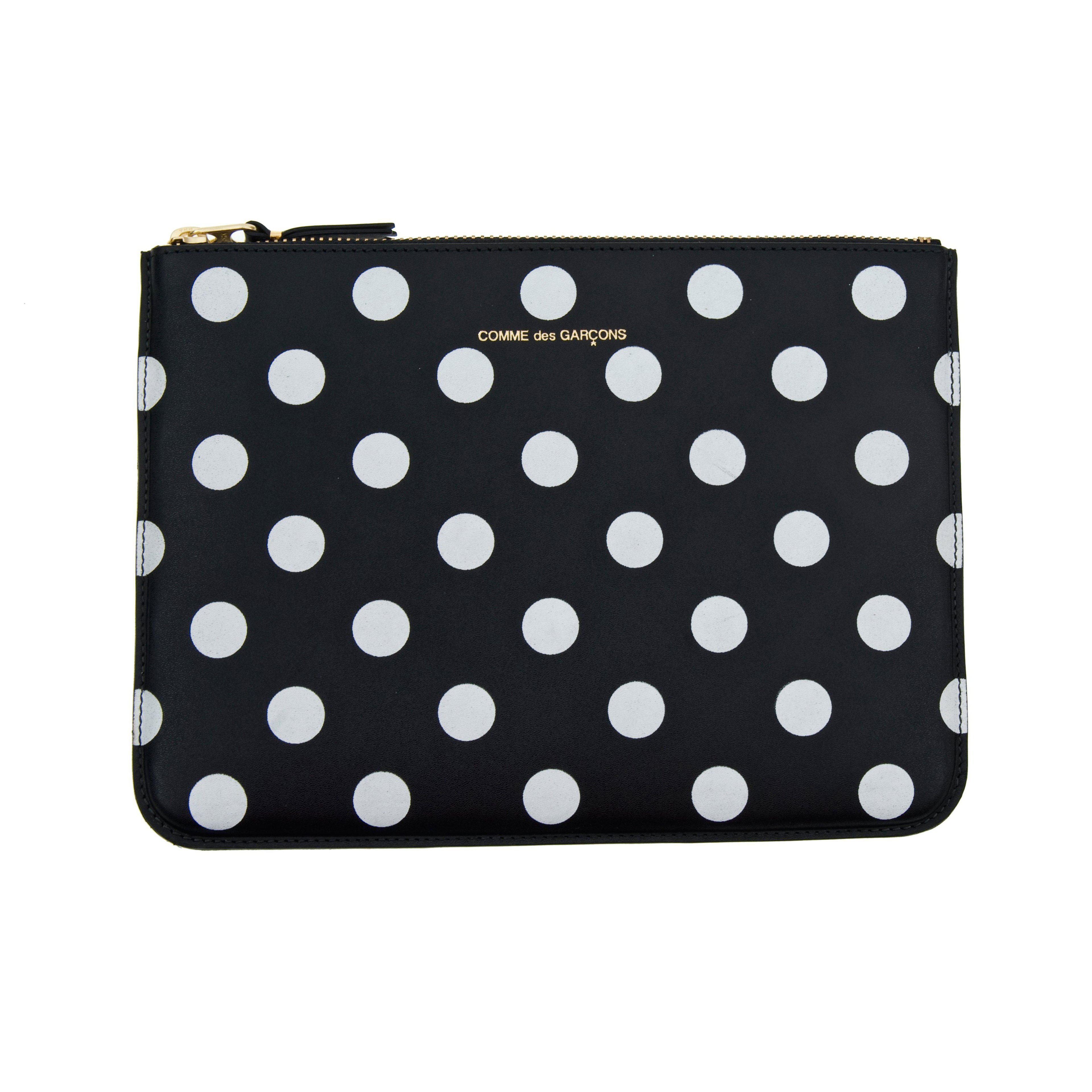 CDG Wallet - Wallet Polka Dot Printed Zip Pouch - (Black SA5100PD) by COMME DES GARCONS