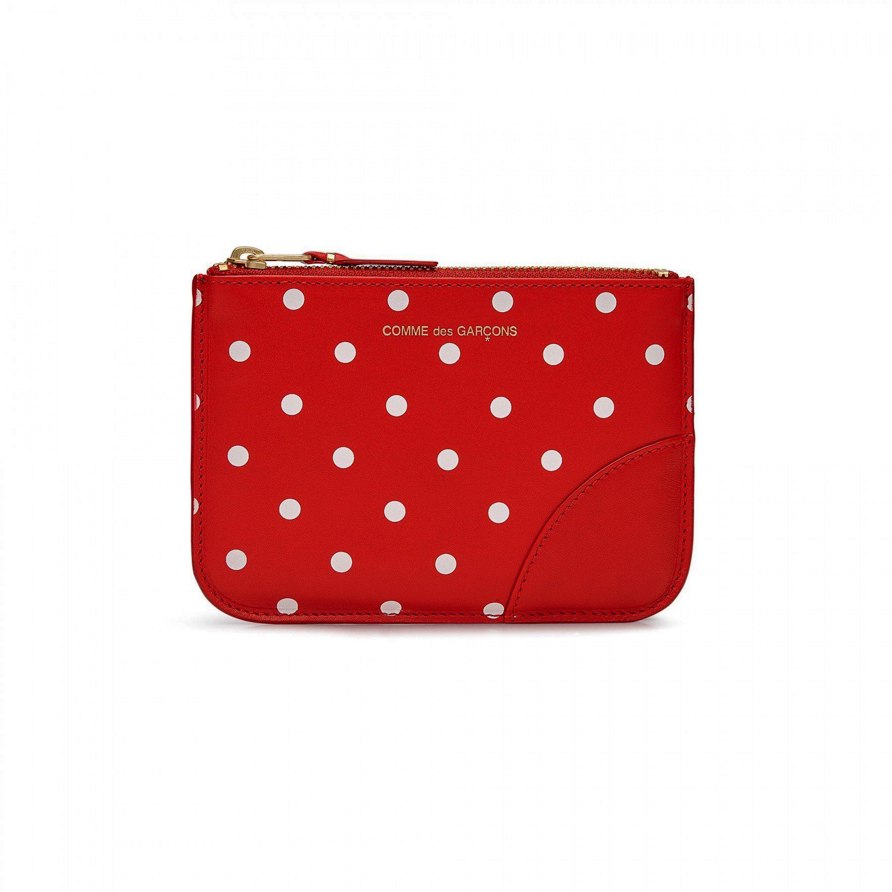 CDG Wallet - Wallet Polka Dots Printed Zip Pouch - (Red SA8100PD) by COMME DES GARCONS