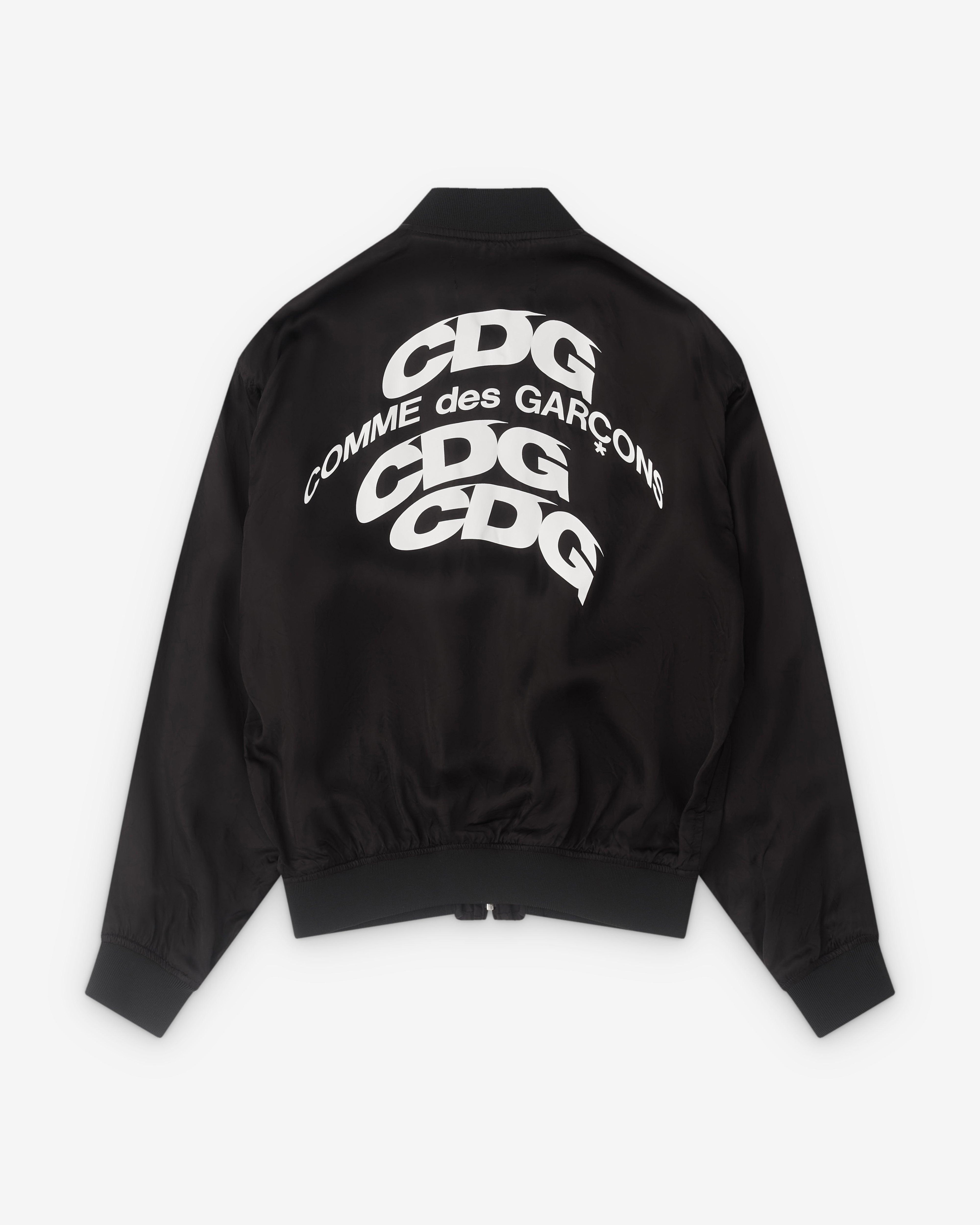 CDG - Warped Logo Bomber Jacket - (Black) by COMME DES GARCONS