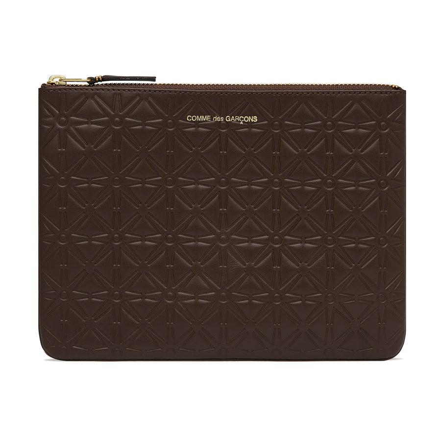 Cdg Wallet - Emboss Big Pouch Star - (Beige SA510E) by COMME DES GARCONS