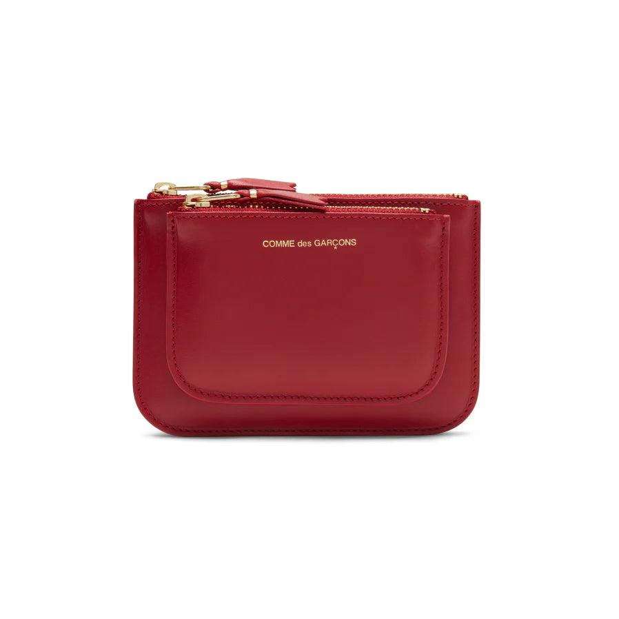 Cdg Wallet - Outside Pocket Zip Pouch - (Red SA8100) by COMME DES GARCONS
