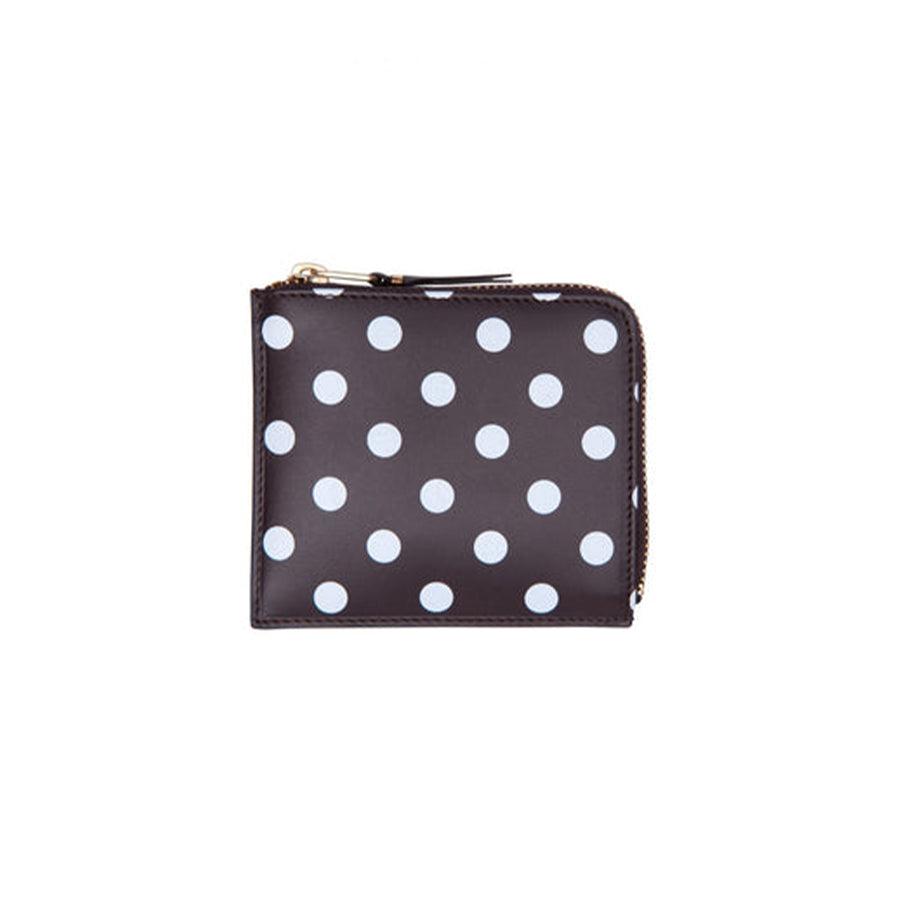 Cdg Wallet - Polka Dots Printed Zip Around Wallet - (Brown SA3100PD) by COMME DES GARCONS