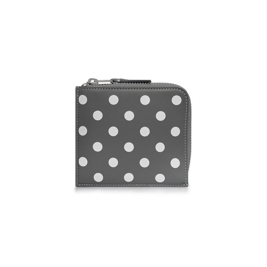 Cdg Wallet - Polka Dots Printed Zip Around Wallet - (Grey SA3100PD) by COMME DES GARCONS