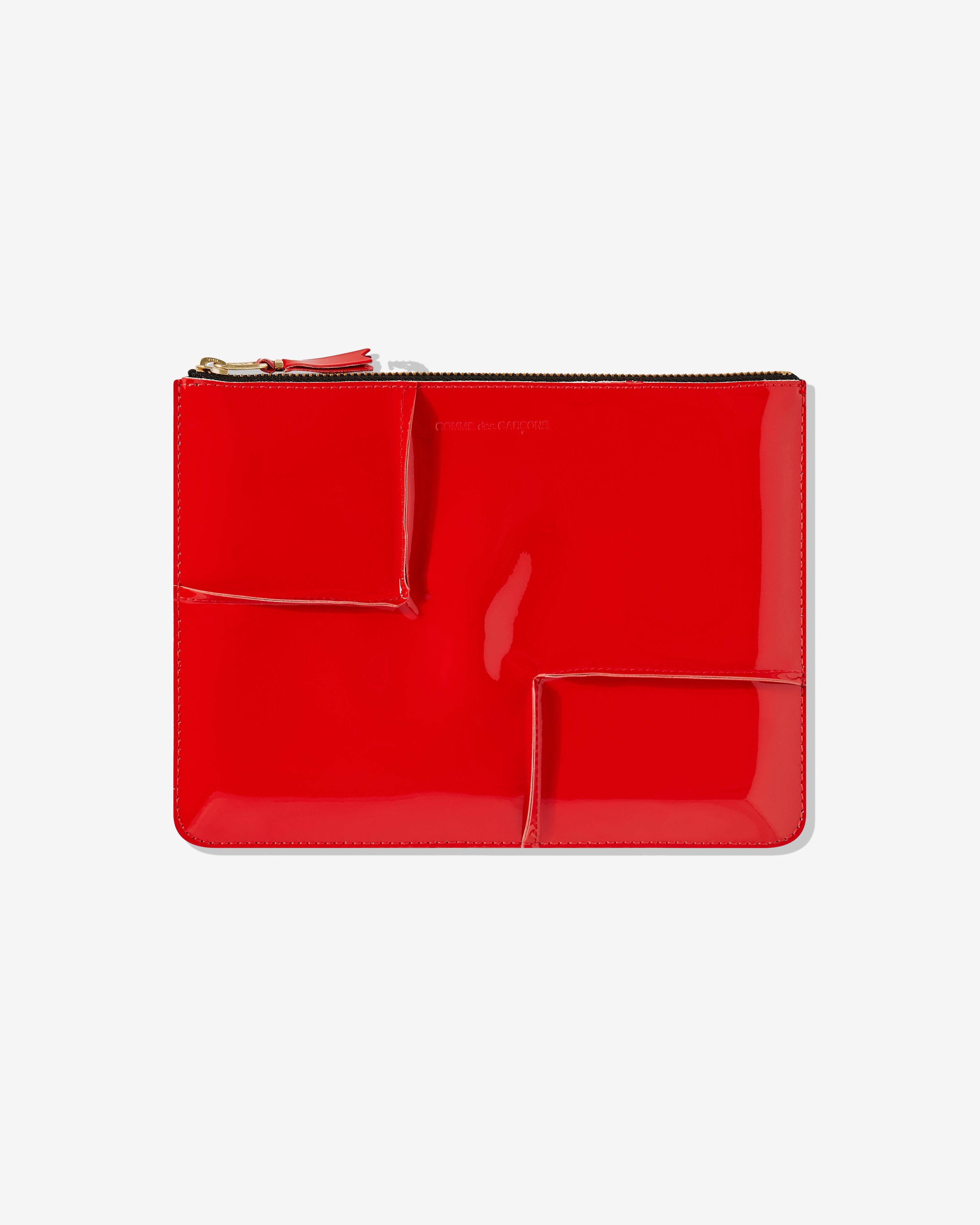 Cdg Wallet - Reversed Hem Zip Pouch - (Red) SA5100RH by COMME DES GARCONS