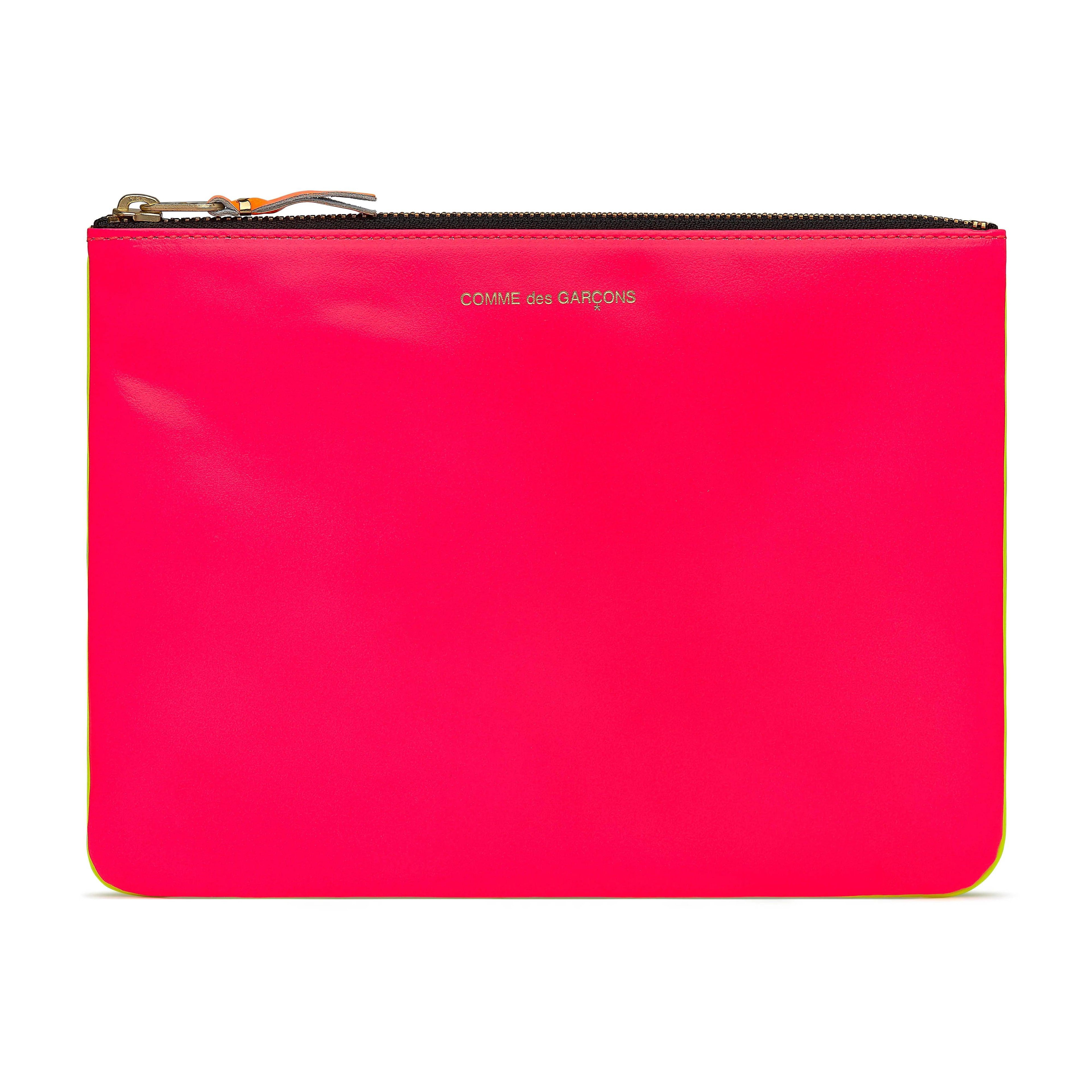 Cdg Wallet - Super Fluo Big Pouch - (Pink/Yellow SA5100SF) by COMME DES GARCONS