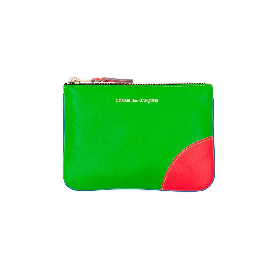 Cdg Wallet - Super Fluo Top Zip - (Blue/Green SA8100SF) by COMME DES GARCONS