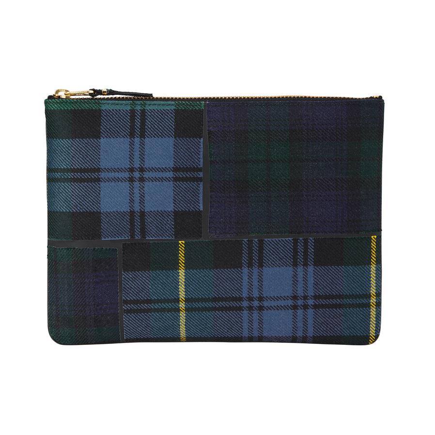 Cdg Wallet - Tartan Patchwork Big Pouch - (Green SA5100TP) by COMME DES GARCONS