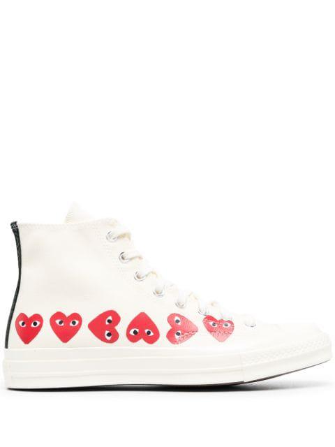 Chuck 70 Hi "Multi Hearts White" sneakers by COMME DES GARCONS