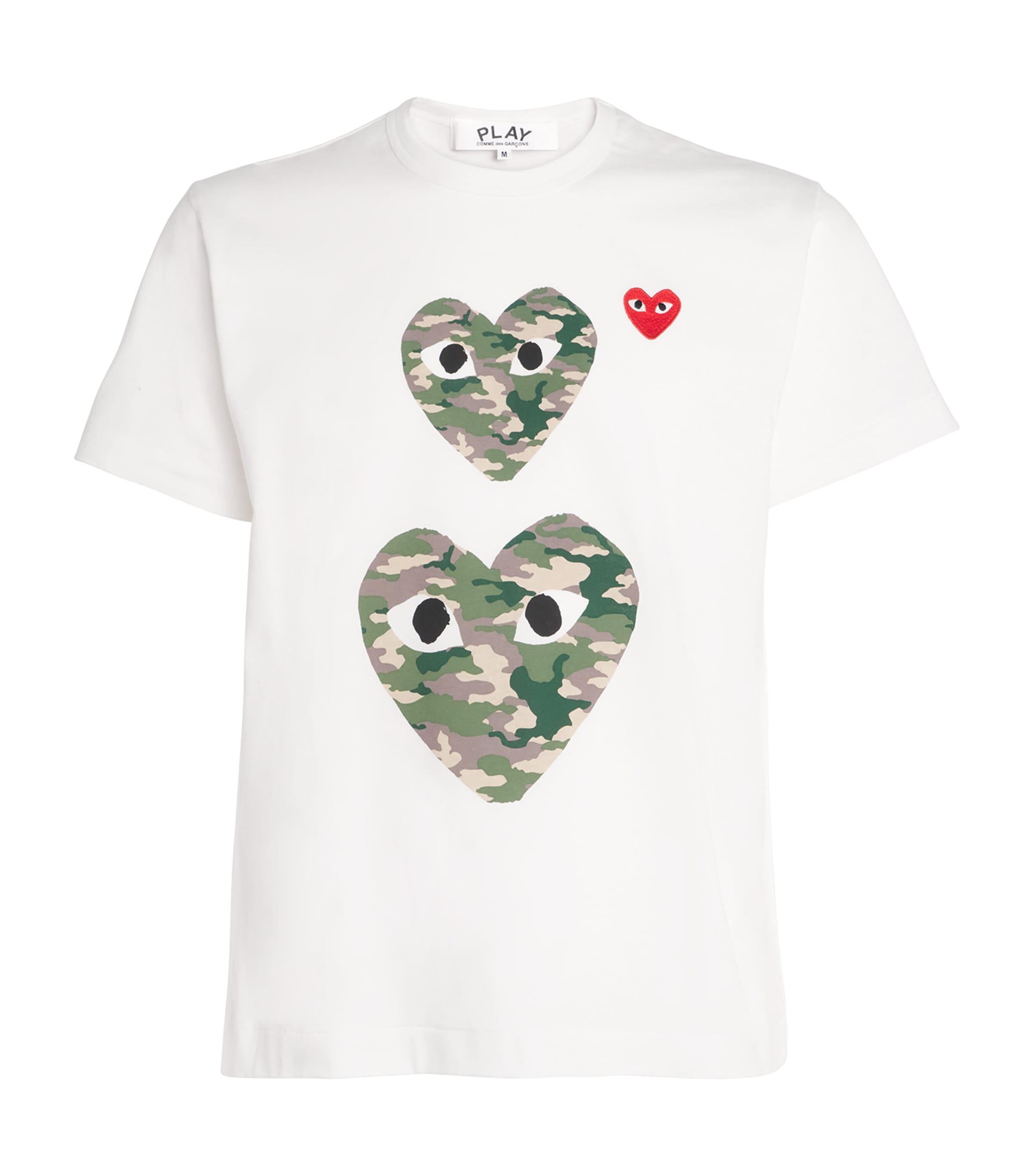 Comme Des Garçons Play Camouflage Double Heart T-Shirt by COMME DES GARCONS