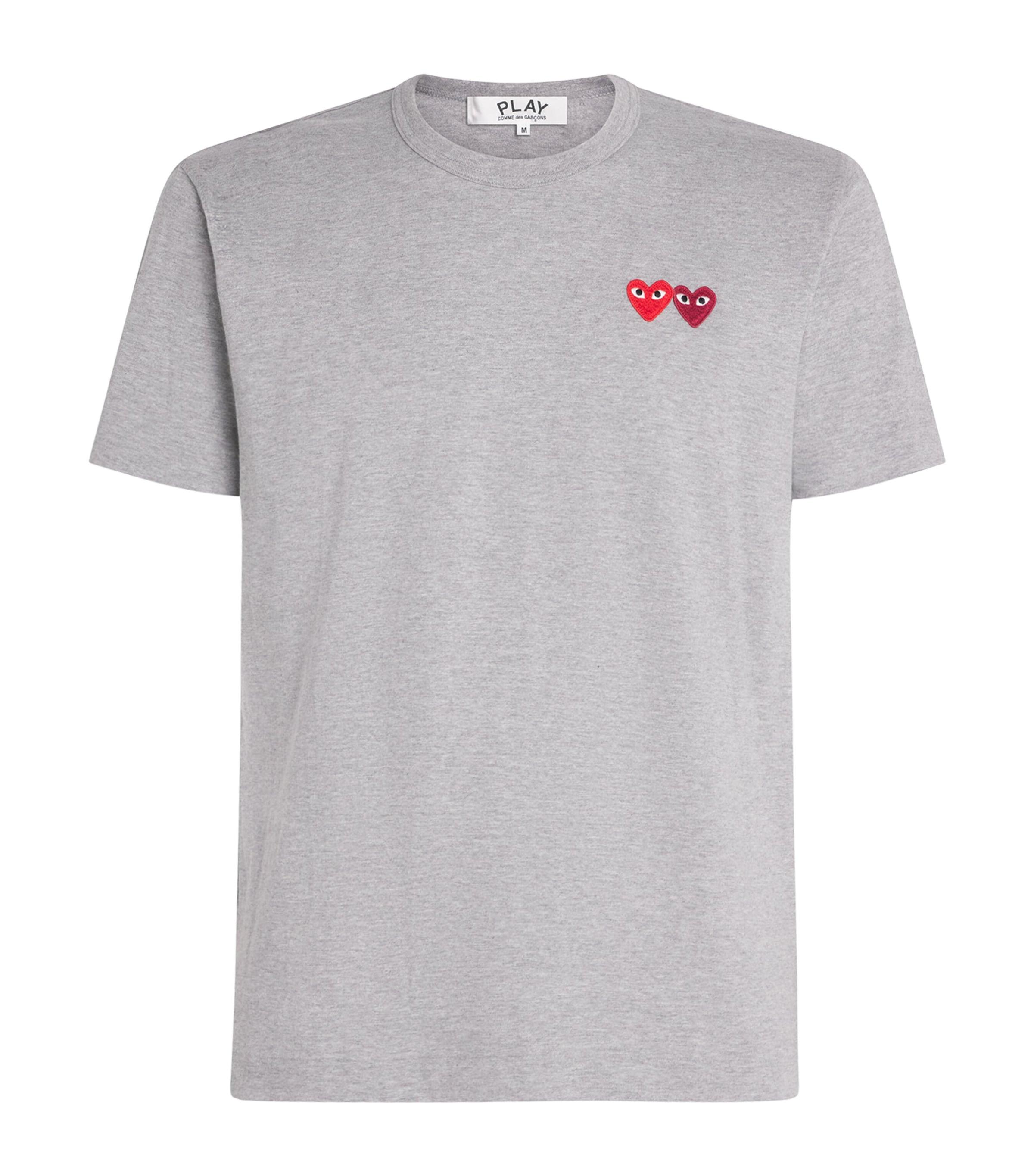 Comme Des Garçons Play Embroidered Double-Heart T-Shirt by COMME DES GARCONS