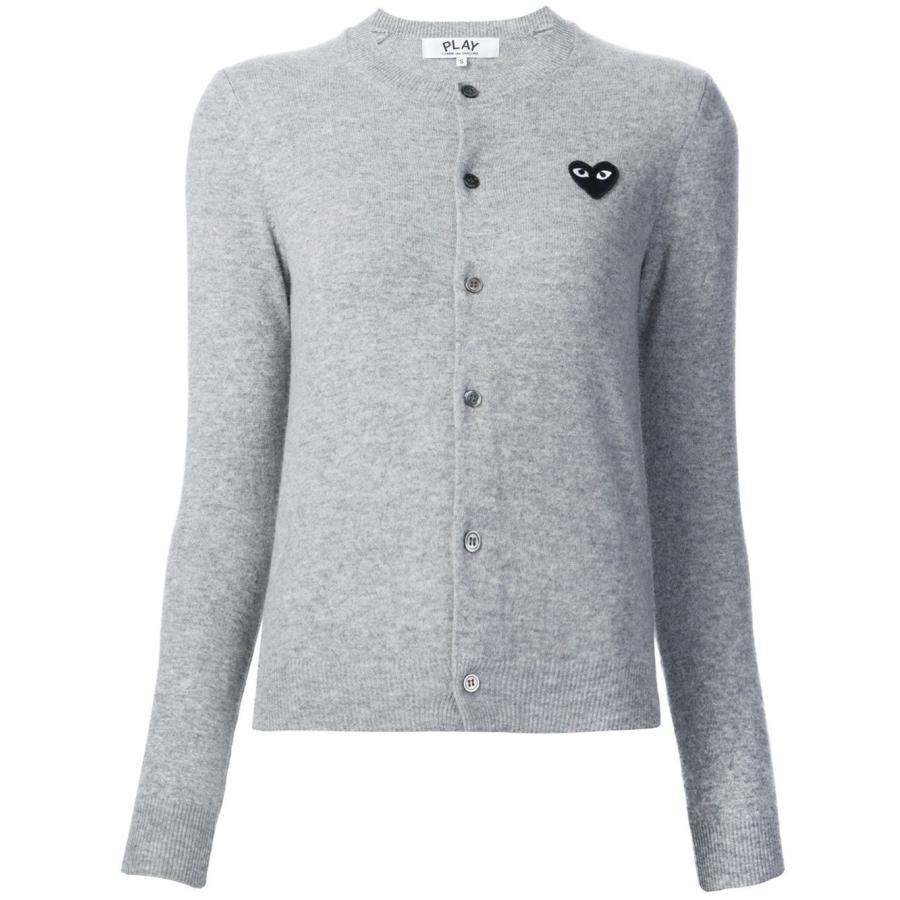 Comme Des Garcons Black Heart Logo Cardigan In Grey by COMME DES GARCONS