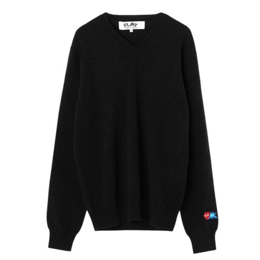 Comme Des Garcons Invader Heart V-Neck Jumper by COMME DES GARCONS