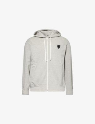Double-Heart Embroidered Appliqué Cotton-Jersey Hoody by COMME DES GARCONS