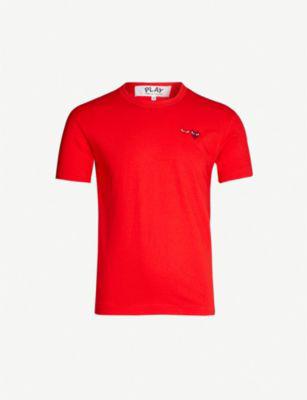 Double Small Heart-appliquéd cotton-jersey T-shirt by COMME DES GARCONS