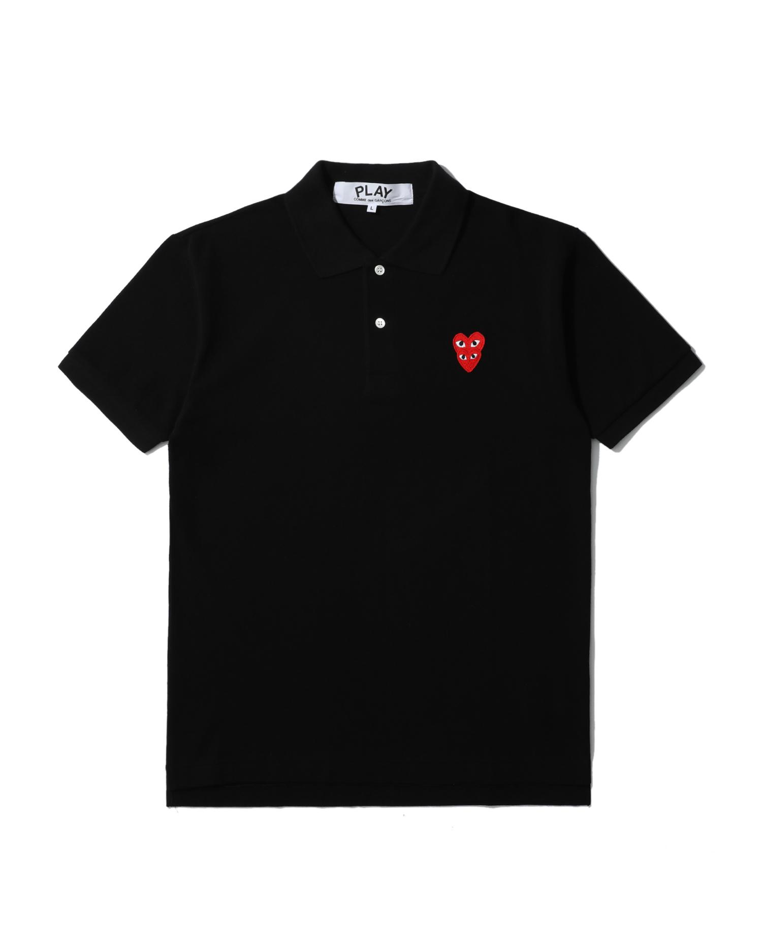Double heart patch polo by COMME DES GARCONS