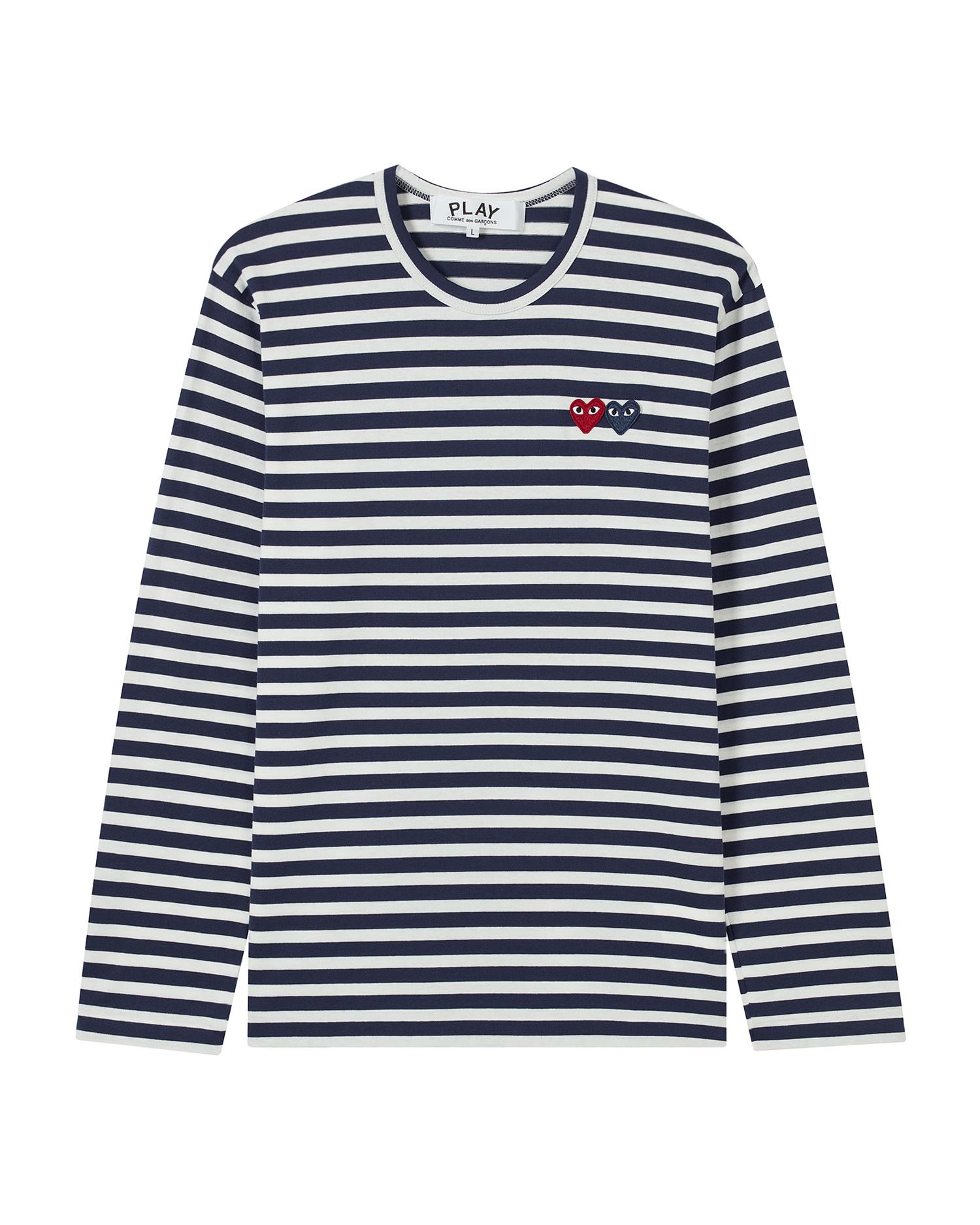 Double heart striped tee by COMME DES GARCONS