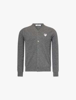 Embroidered Heart Brushed Wool Knit Cardigan by COMME DES GARCONS