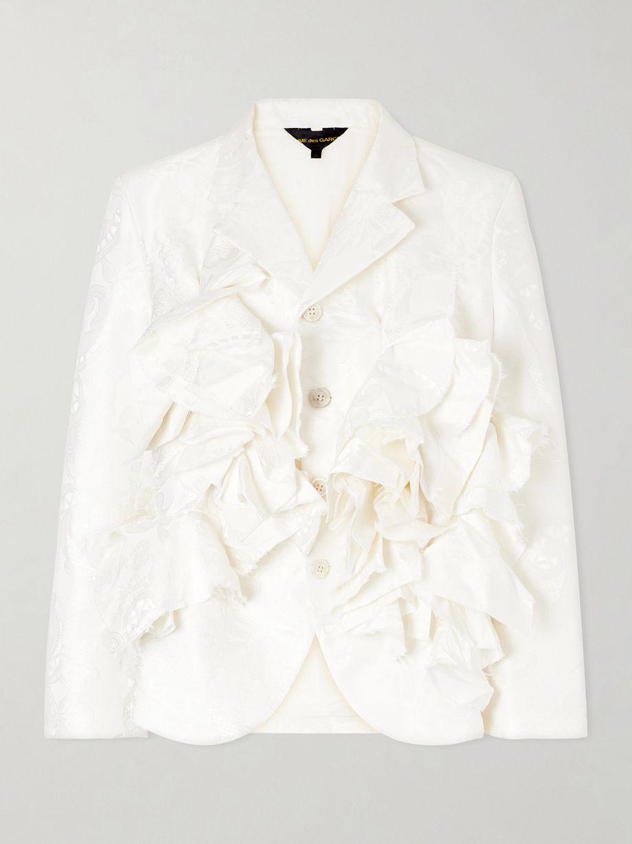 Frayed ruffled brocade jacket by COMME DES GARCONS