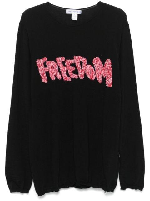 Freedom-embroidered sweater by COMME DES GARCONS