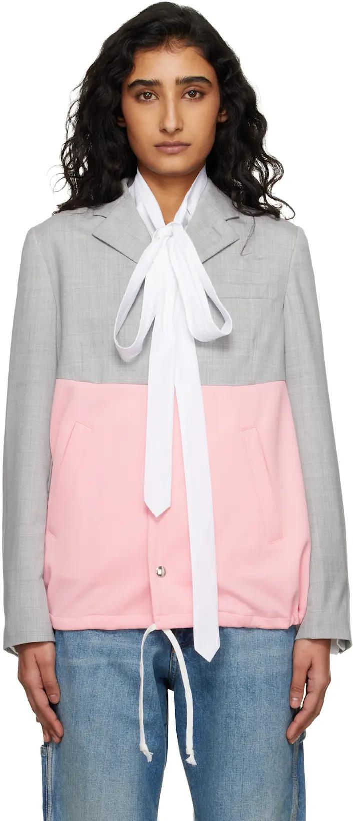 Gray & Pink Paneled Blazer by COMME DES GARCONS