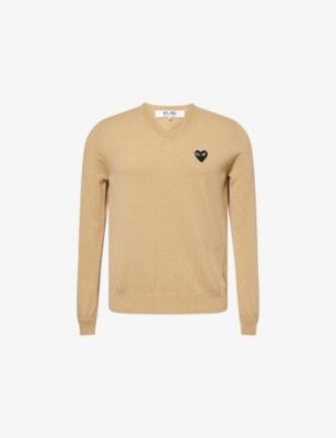 Heart-Appliqué Crewneck Wool Knitted Jumper by COMME DES GARCONS