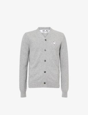 Heart-Embroidered Knitted Wool Cardigan by COMME DES GARCONS