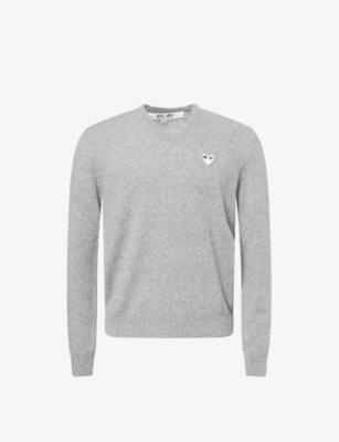Heart-Embroidered Knitted Wool Jumper by COMME DES GARCONS