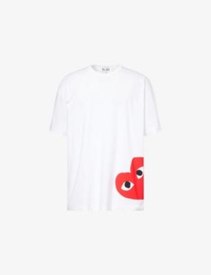 Heart-Print Oversized Cotton-Jersey T-Shirt by COMME DES GARCONS