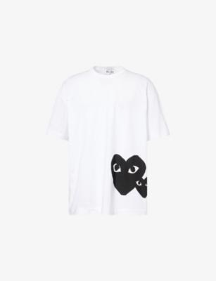Heart-Print Oversized Cotton-Jersey T-Shirt by COMME DES GARCONS