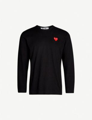 Heart-appliquéd cotton top by COMME DES GARCONS
