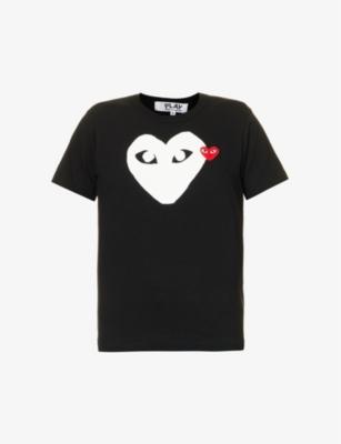 Heart-appliqué regular-fit cotton-jersey T-shirt by COMME DES GARCONS