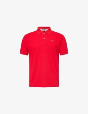 Heart-appliqué regular-fit cotton piqué polo shirt by COMME DES GARCONS