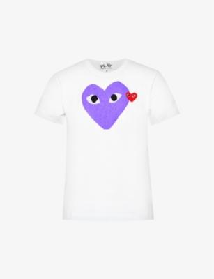 Heart-appliqué slim-fit cotton-jersey top by COMME DES GARCONS