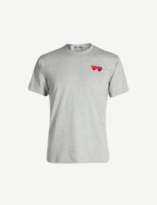 Heart-embroidered cotton-jersey T-shirt by COMME DES GARCONS