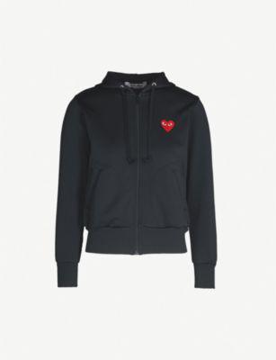Heart-embroidered cotton-jersey hoody by COMME DES GARCONS