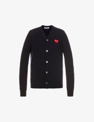 Heart-embroidered wool cardigan by COMME DES GARCONS