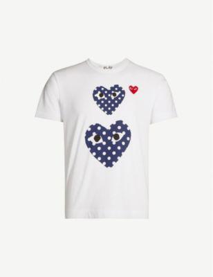 Heart-print cotton-jersey T-shirt by COMME DES GARCONS